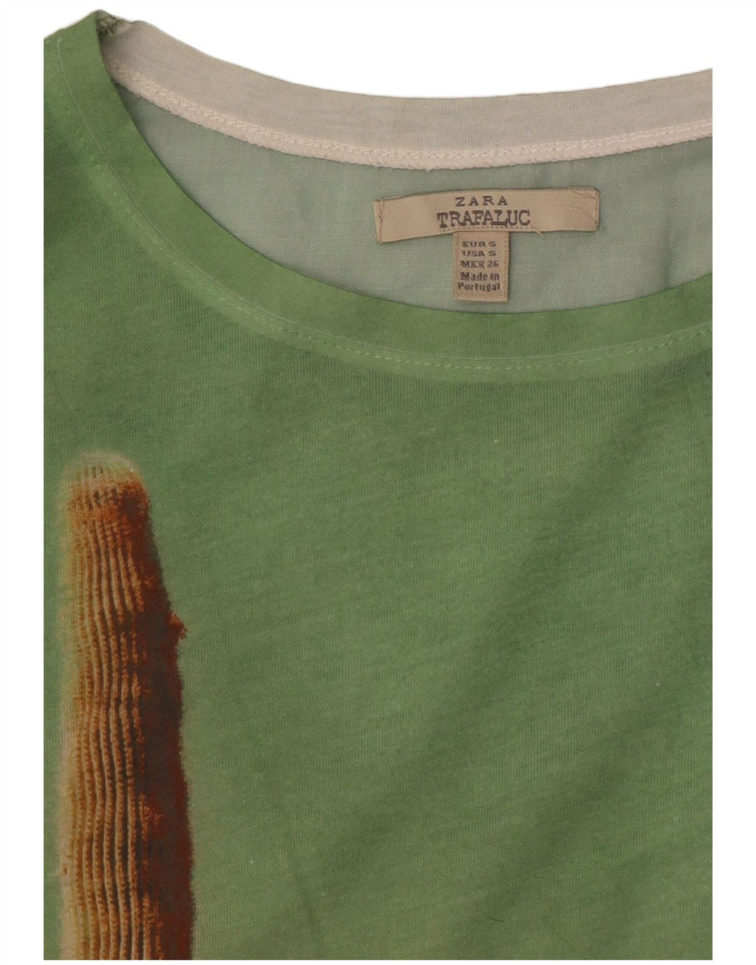 ZARA Womens Trafaluc Oversized Graphic Vest Top UK 10 Small Green