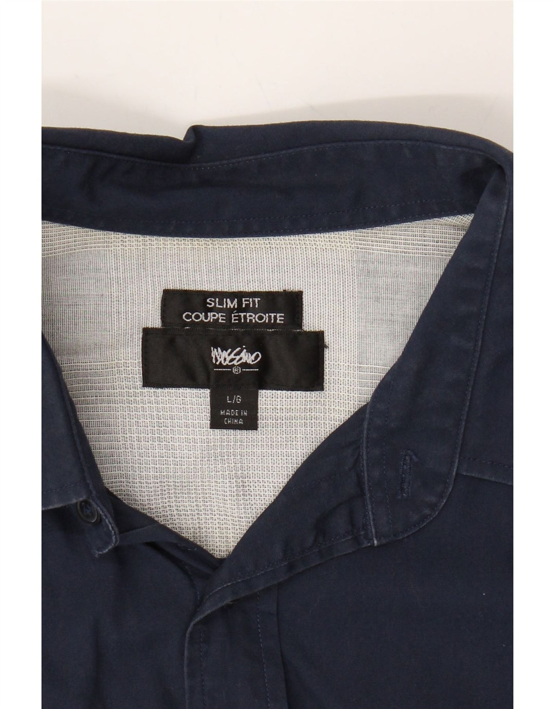 MOSSIMO Mens Slim Fit Short Sleeve Shirt Large Navy Blue Cotton Vintage Mossimo and Second-Hand Mossimo from Messina Hembry 
