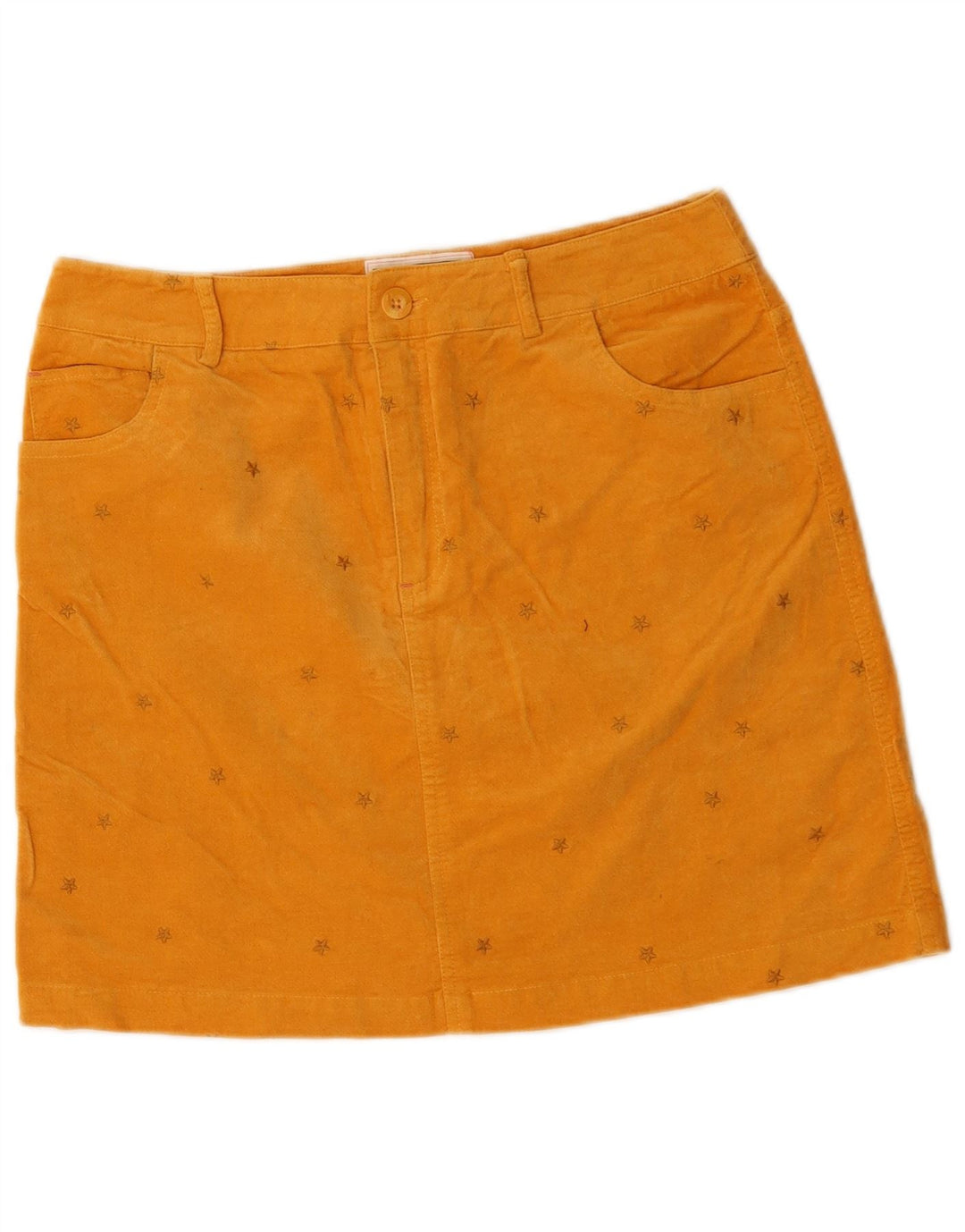 White Stuff Dame abstrakt mønster mini nederdel UK 10 Small W30 Yellow