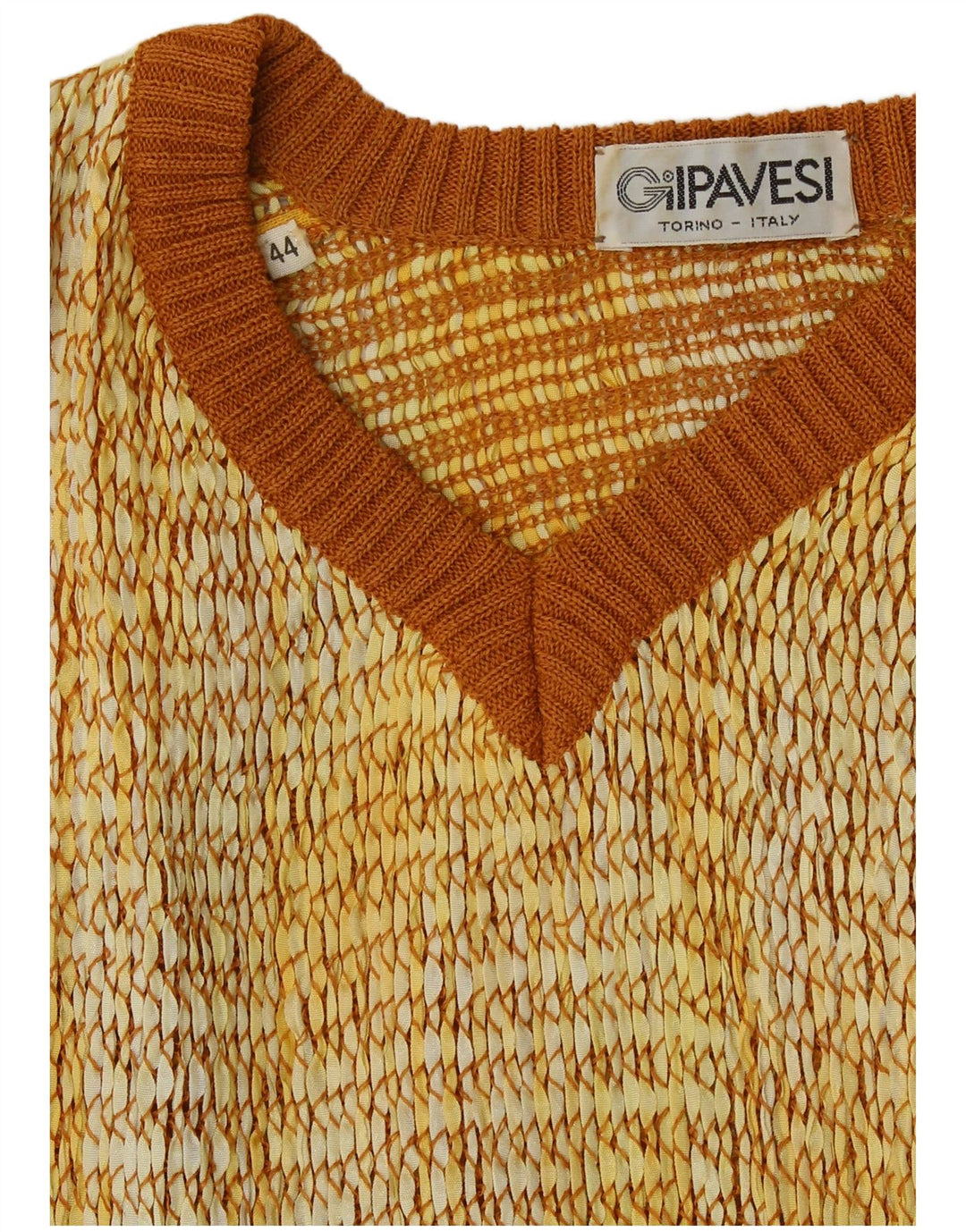Vintage Dame Kortærmet V-hals sweater IT 44 Medium Gul