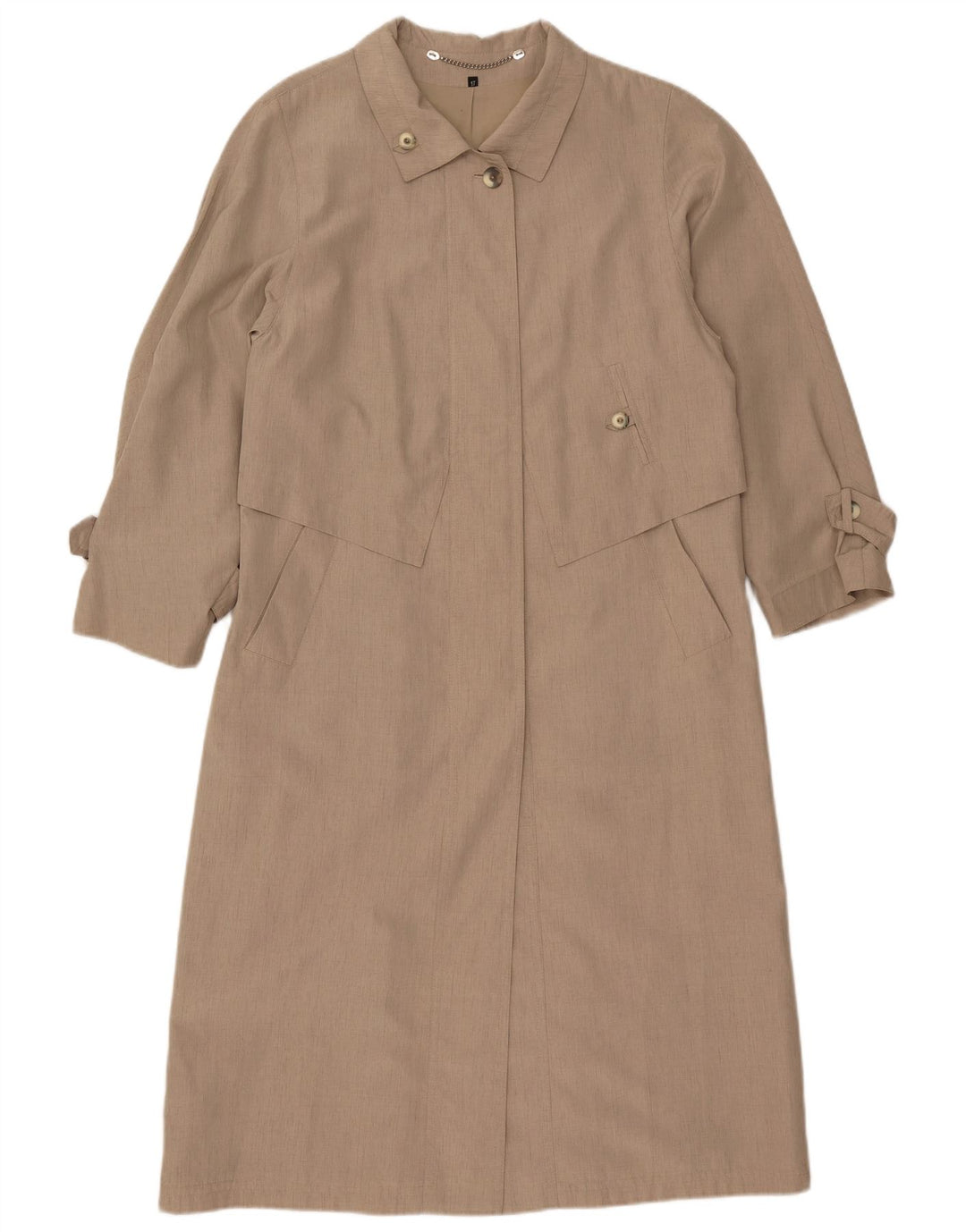 Vintage kvinders 3/4 ærme trenchcoat UK 17 Stor beige polyester