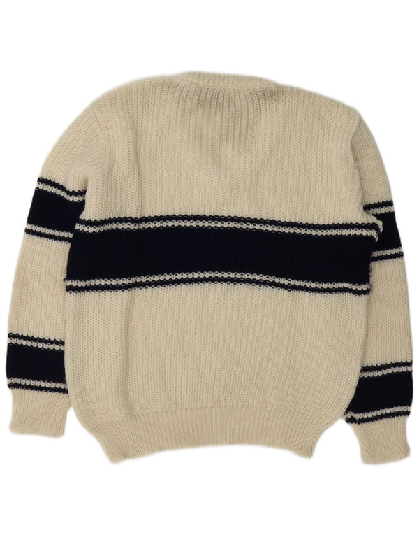 Vintage herre V-hals sweater stor hvid farveblok