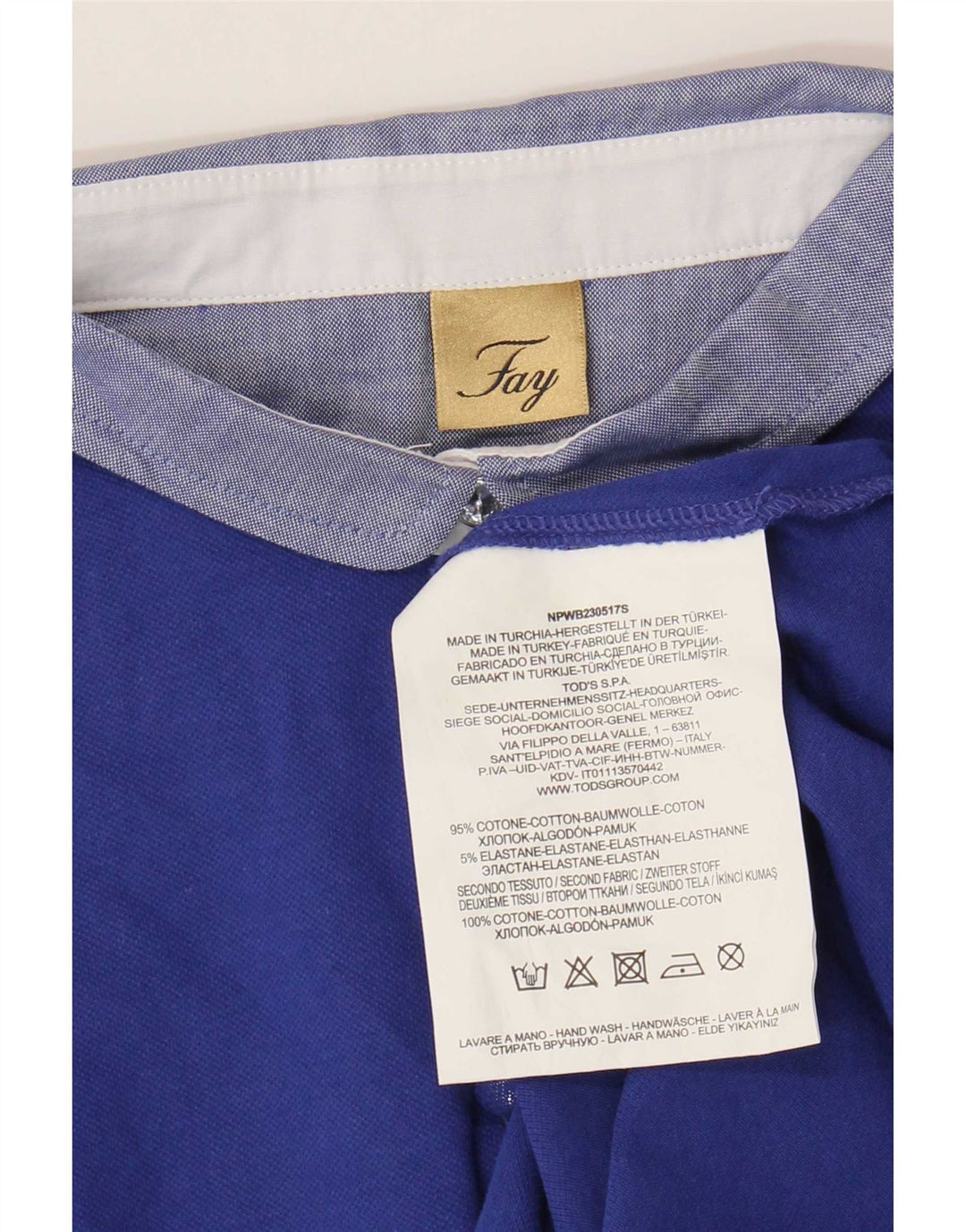 Fay Dame Polo Shirt UK 14 Stor Blå Bomuld