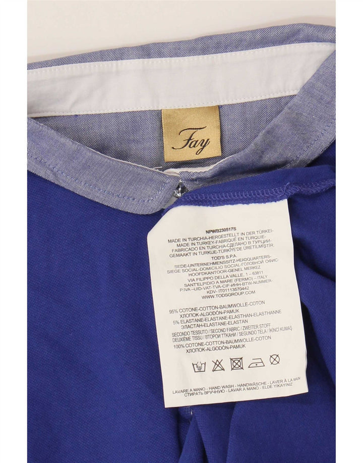 Fay Dame Polo Shirt UK 14 Stor Blå Bomuld