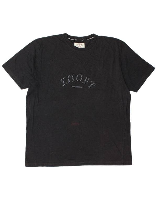 Armani Jeans Herre Grafisk T-Shirt Top XL Sort Bomuld