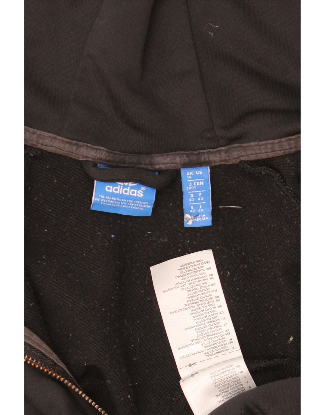 Adidas hættetrøje med lynlås til kvinder str. 16 Sort polyester