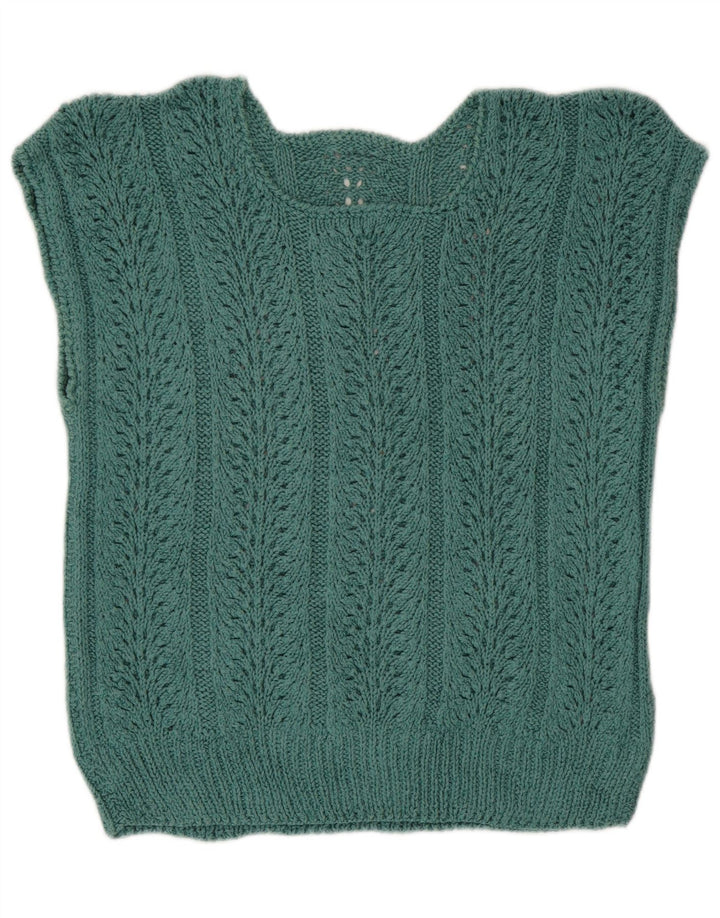 Vintage Dame Vest Tank Top UK 14 Large Green