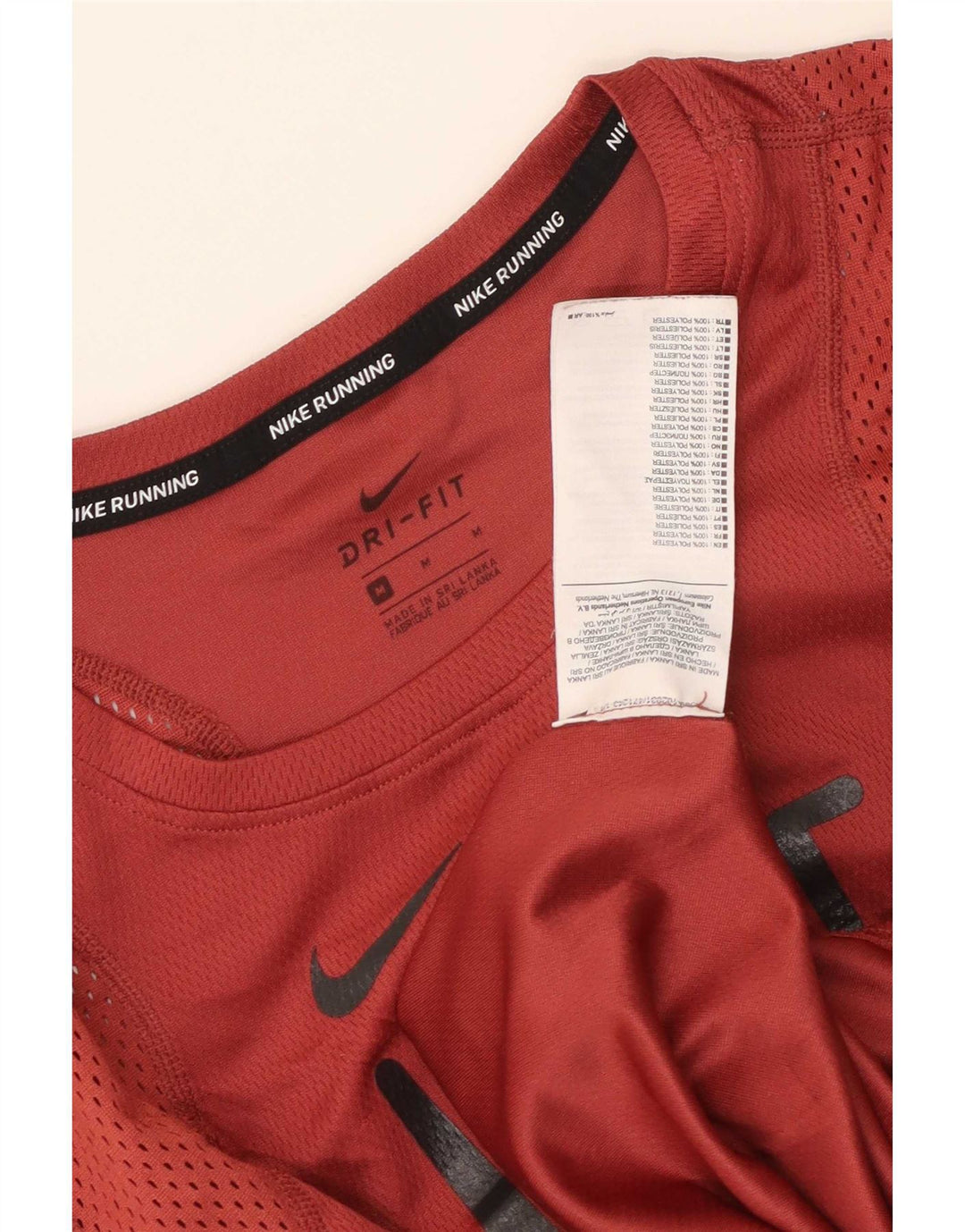 Nike Dame Dri Fit Running Grafisk T-Shirt Top UK 12 Medium Rød Polyester