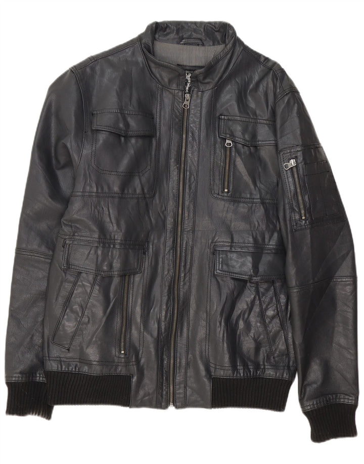 XDYE Herre Bomber Læderjakke UK 42 XL Sort Læder