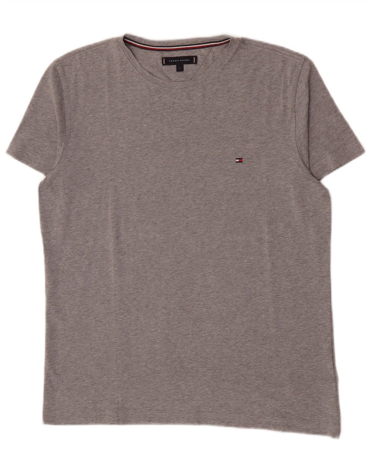 Tommy Hilfiger Herre T-Shirt Top Stor Grå Bomuld