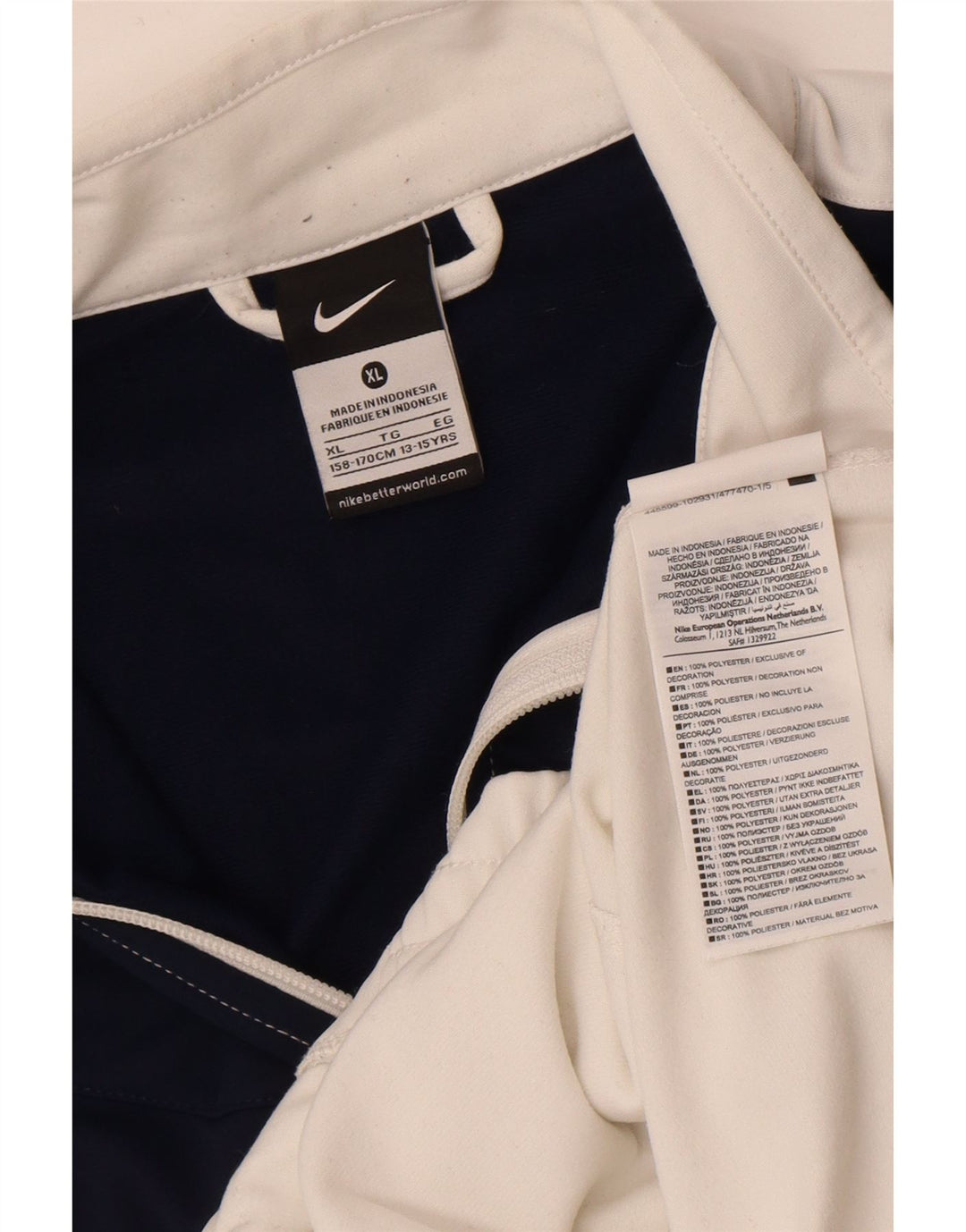 Nike træningsdragt topjakke til drenge 13-14 år XL Hvid Colourblock Polyester