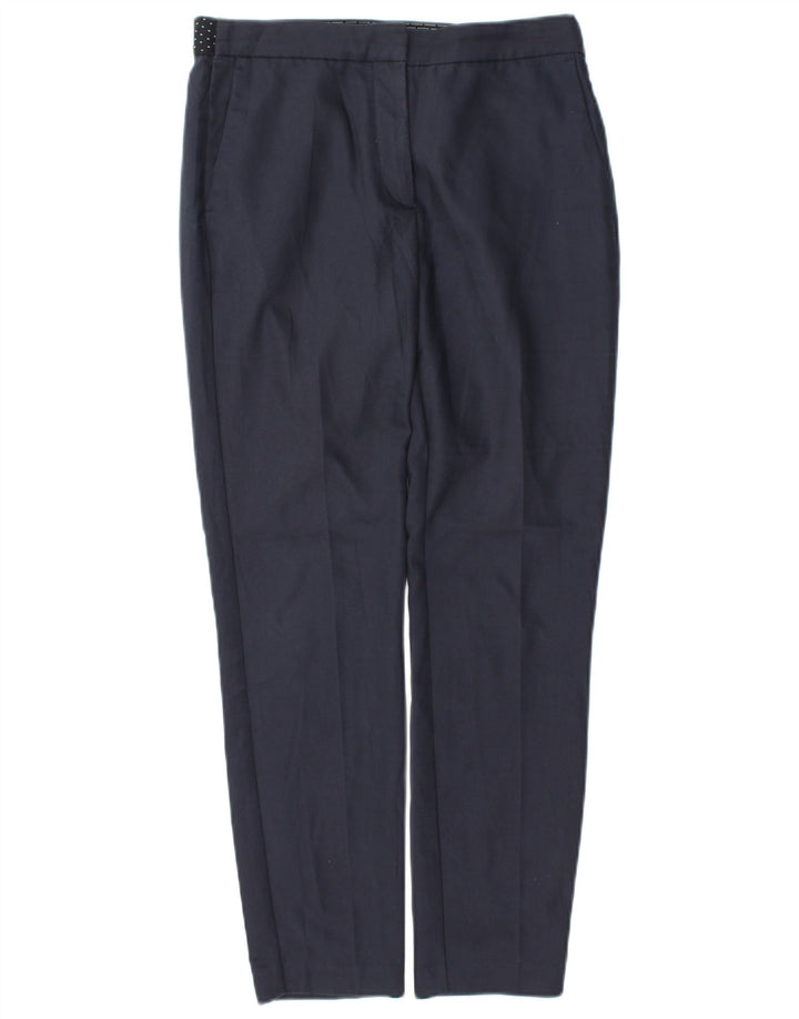 Zara Dame Slim Chino Bukser Small W26 L27 Navy Blue Polyester