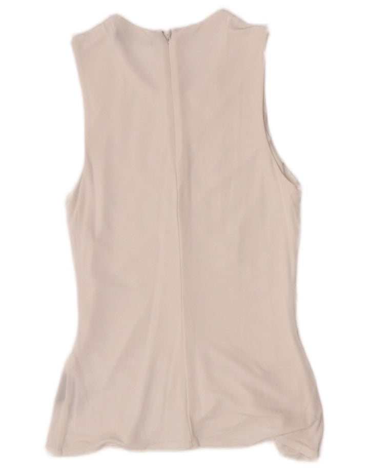 Ralph Lauren Dame ærmeløs bluse Top UK 8 Small White Viscose