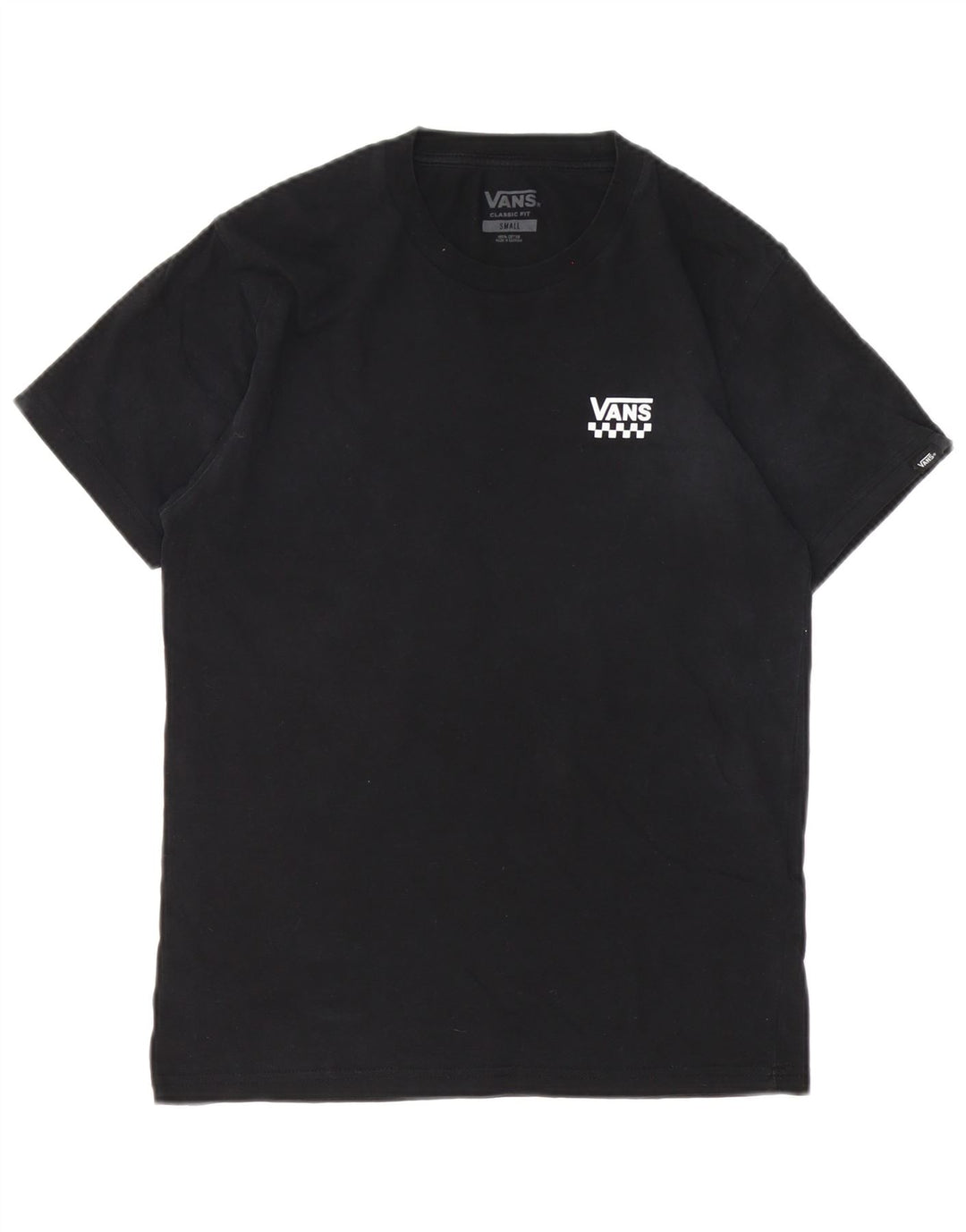 Vans Herre Classic Fit T-Shirt Top Lille Sort Bomuld