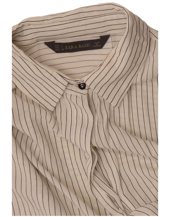 Zara Dame Se Through Pullover Shirt UK 16 Large Off White Stribet