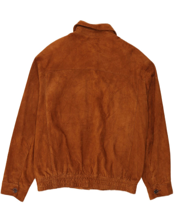 Vintage herre læder ruskindsjakke IT 56 3XL brunt læder