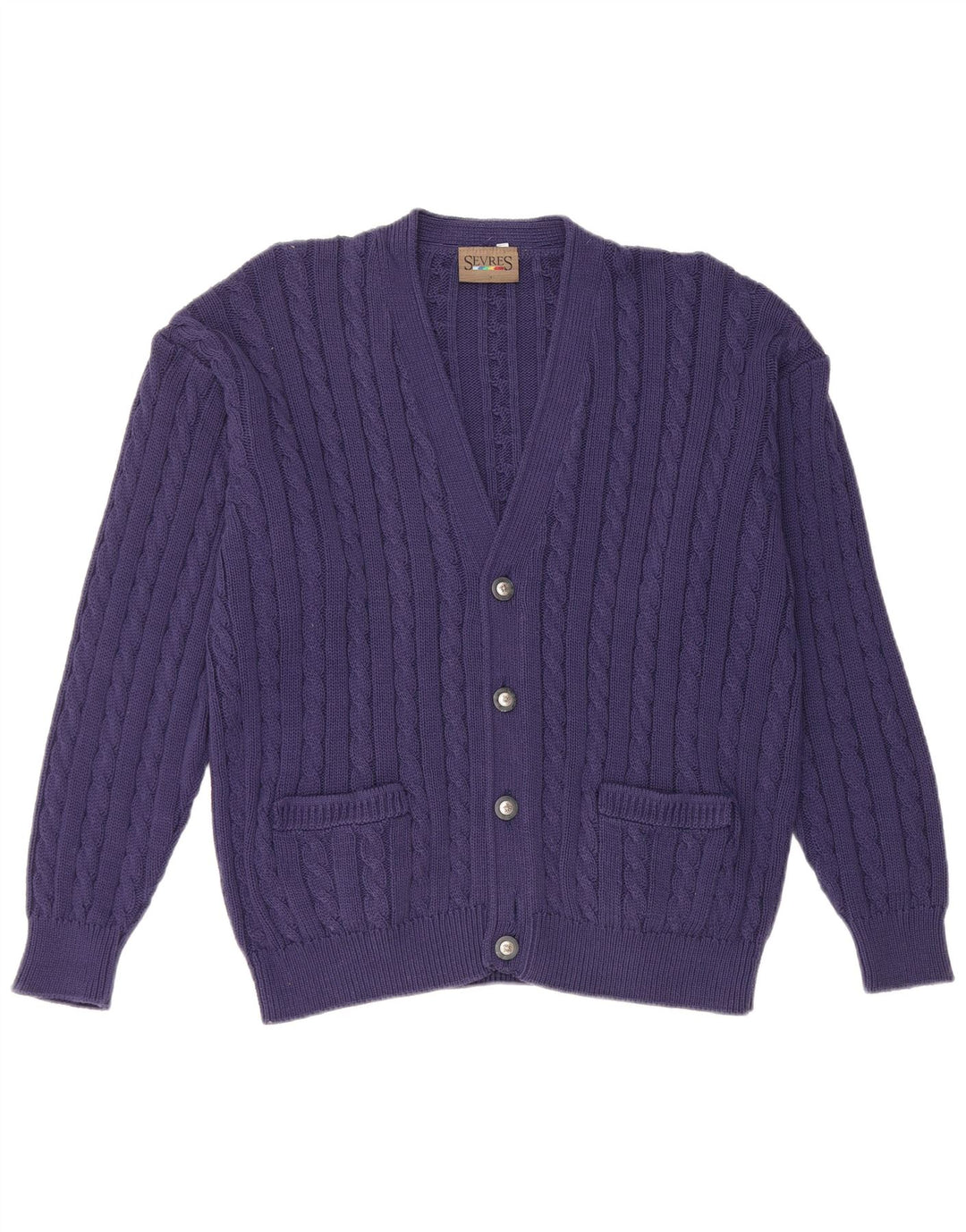Sevres Herre Cardigan Sweater IT 50 Medium Navyblå Bomuld