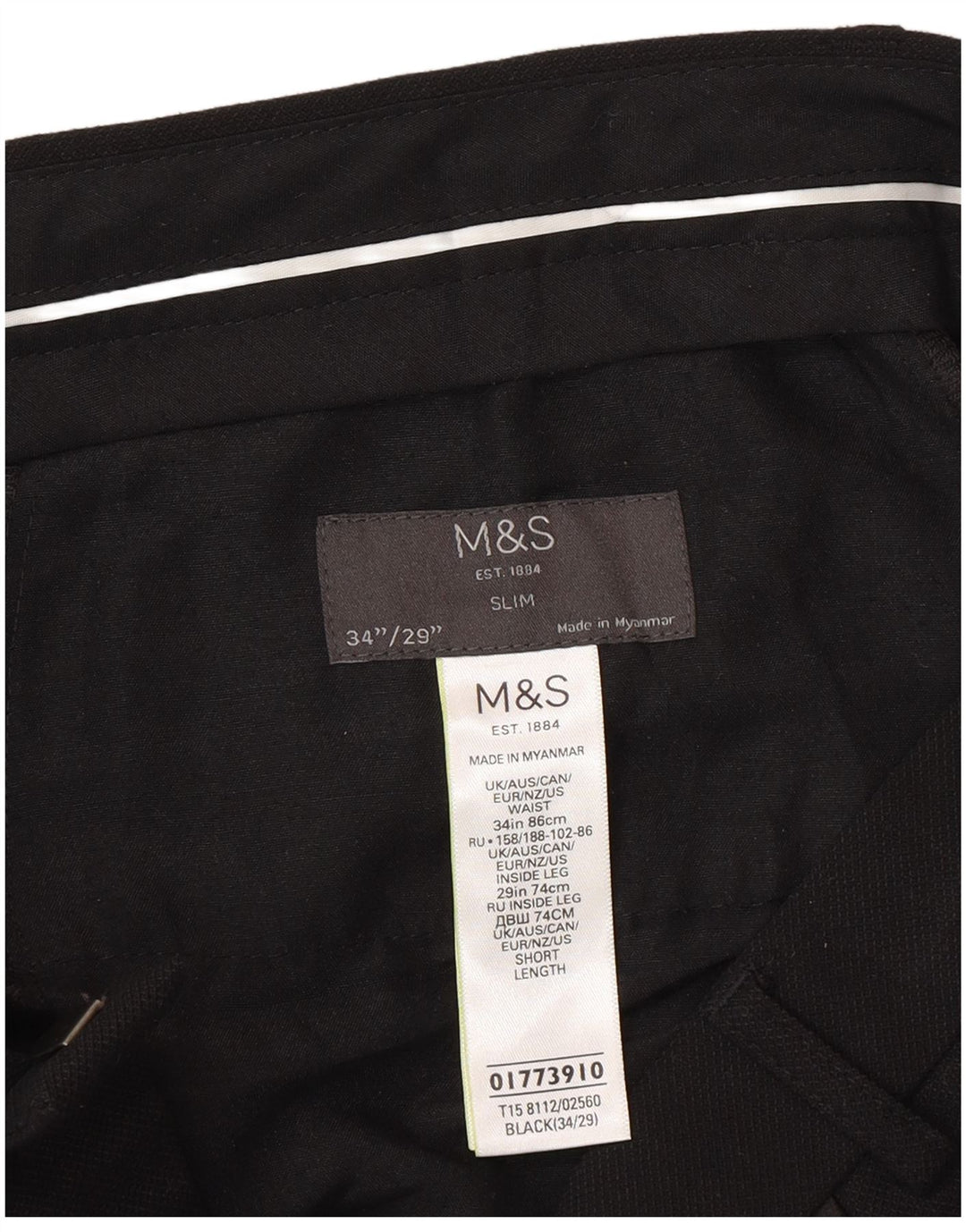 Marks & Spencer Herre Slim Suit Bukser W34 L29 Sort Polyester