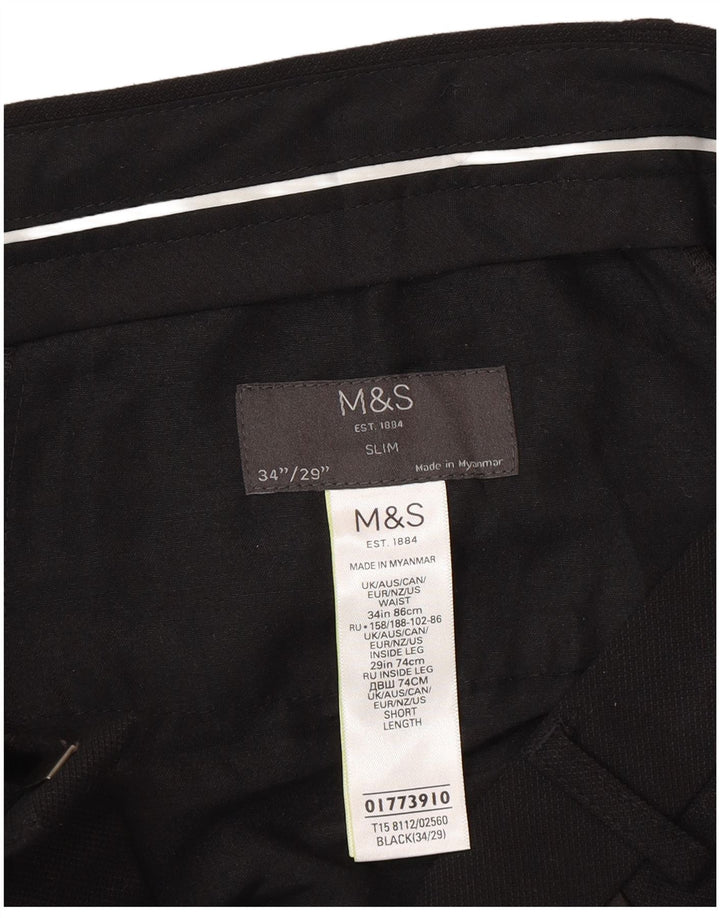 Marks & Spencer Herre Slim Suit Bukser W34 L29 Sort Polyester