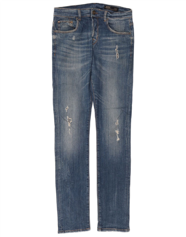 Rifle Dame Distressed Slim Jeans W30 L33 Blå Bomuld