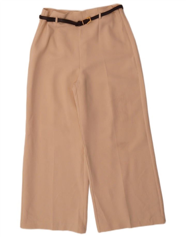 Zara Womens Vide Ben Cropped Trousers Small W26 L25 Beige Polyester