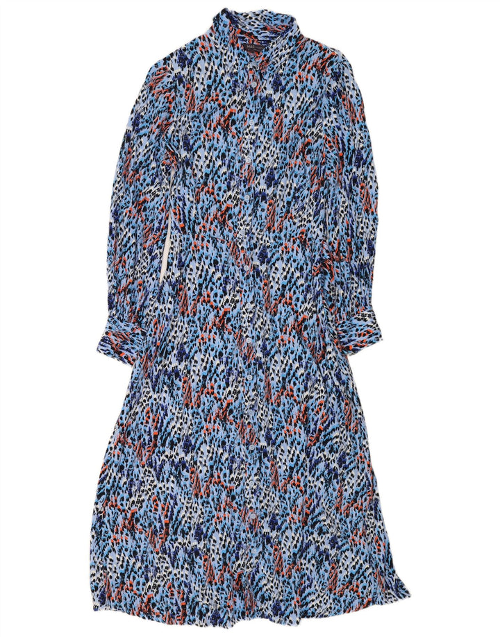 Marks & Spencer Langærmet skjortekjole til kvinder UK 12 Medium Blue