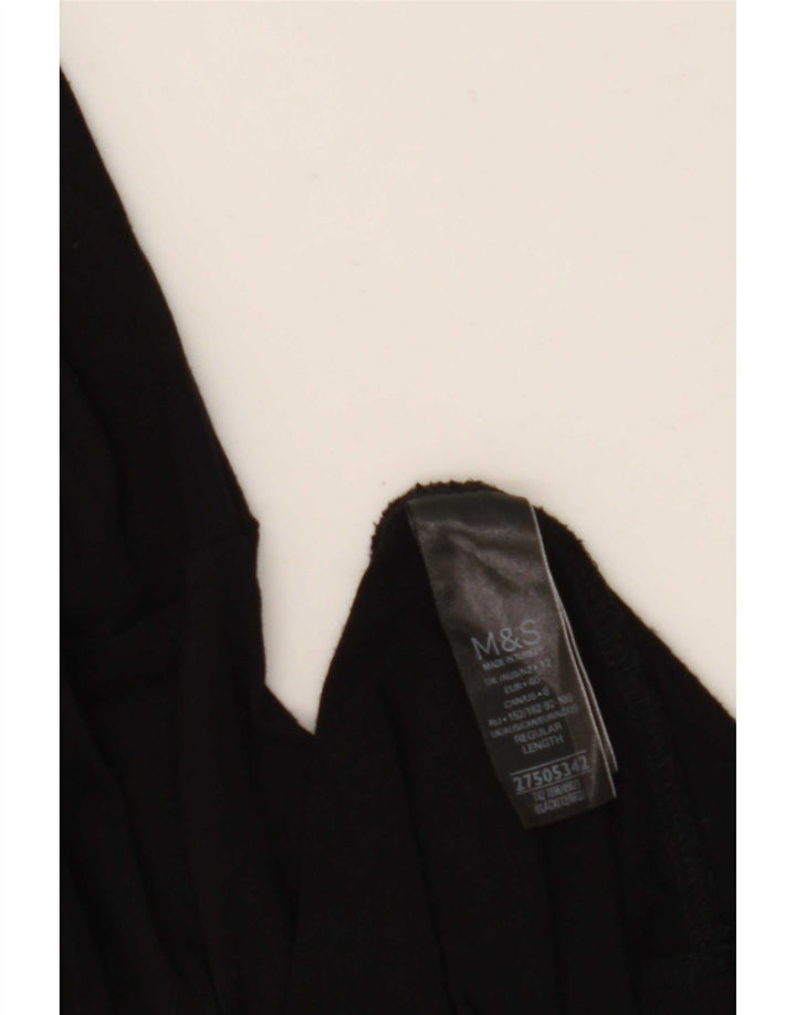 Marks & Spencer Dame A-Line Kjole UK 12 Medium Sort Viscose