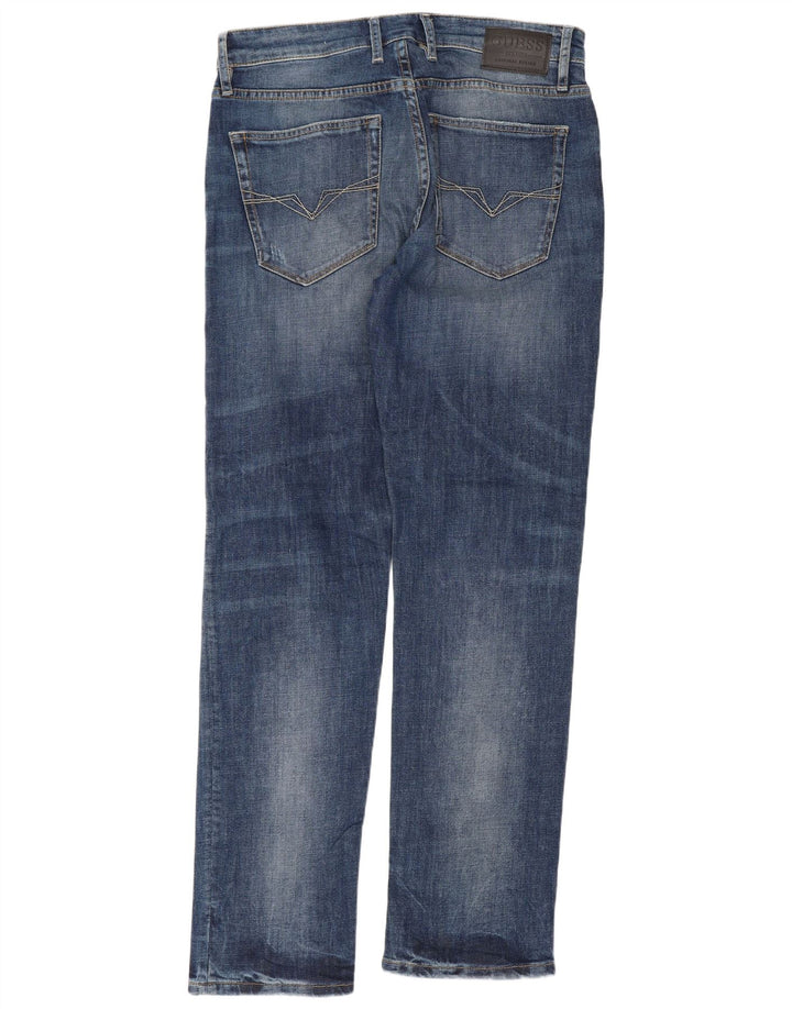 Guess Herre Distressed Slim Straight Jeans W33 L32 Blå