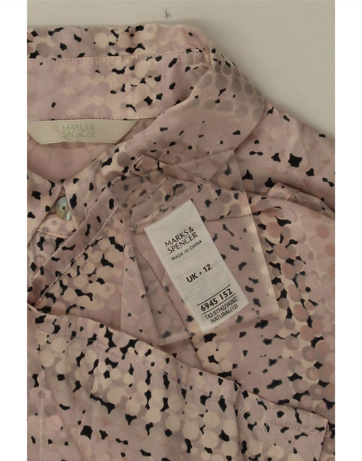Marks & Spencer Dameskjortebluse UK 12 Medium Pink Plettet Silke