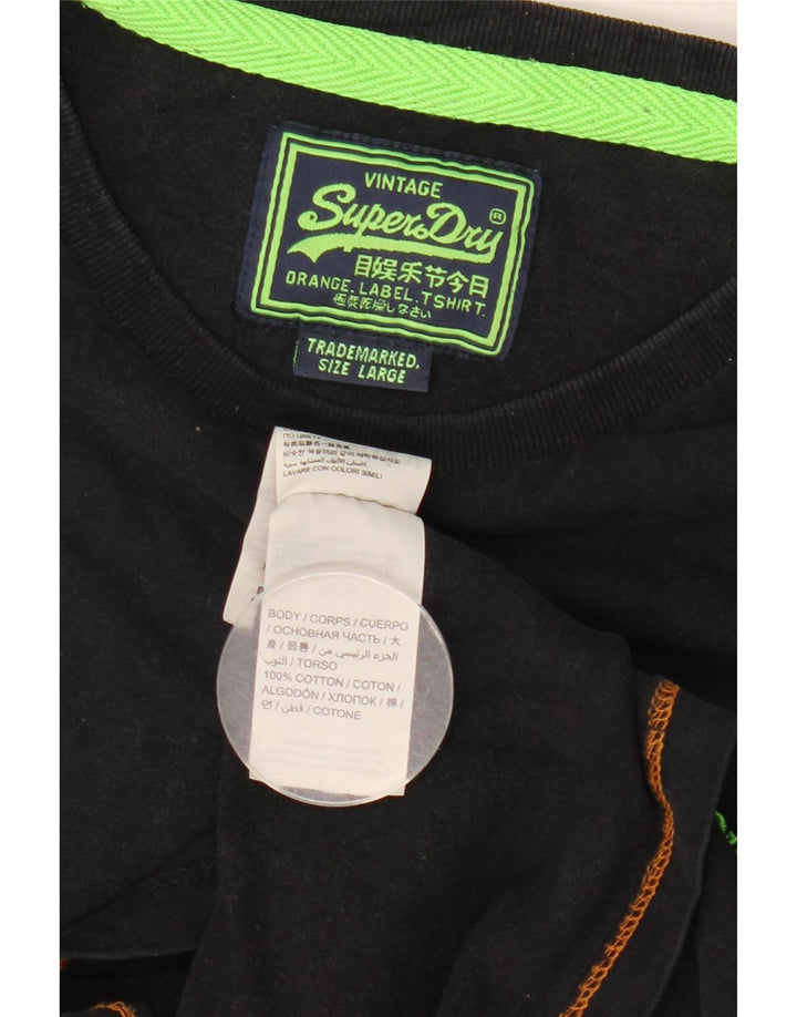 Superdry T-shirt top til mænd, stor sort bomuld