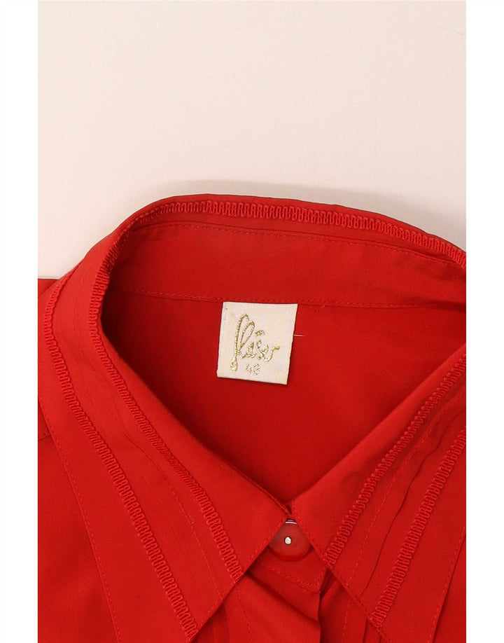 Vintage Dame Skjorte Bluse IT 48 XL Rød Polyester
