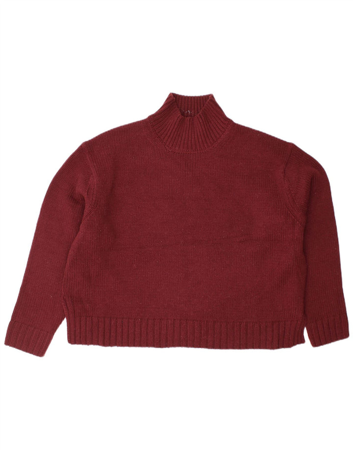 Zara Dame Oversized Turtle Neck Jumper Sweater UK 14 Medium Burgundy