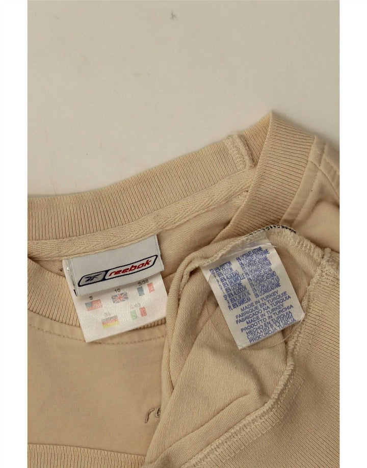 Reebok Womens Crop Sweatshirt Jumper UK 10 Small Beige Bomuld