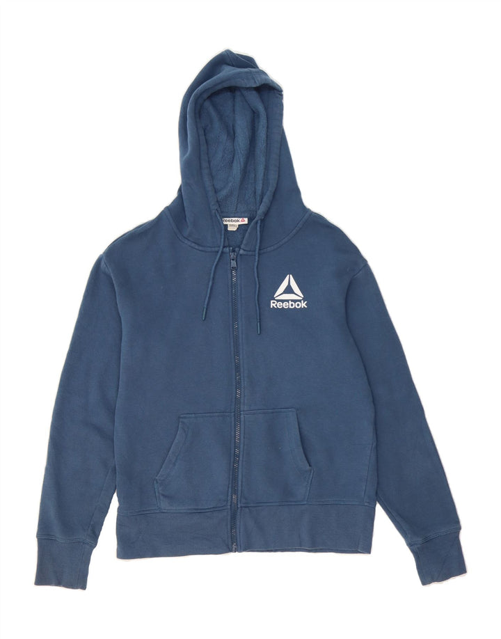 REEBOK Womens Zip Hoodie Sweater UK 16 Large Blue Vintage Reebok and Second-Hand Reebok from Messina Hembry 