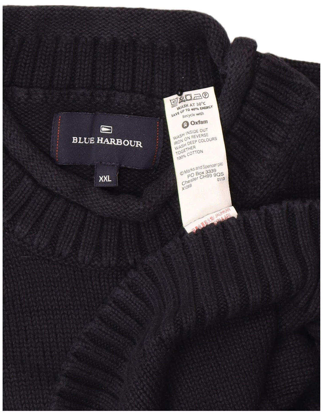 Marks & Spencer Herre Blue Harbor Turtle Neck Jumper Sweater 2XL Navy Blue