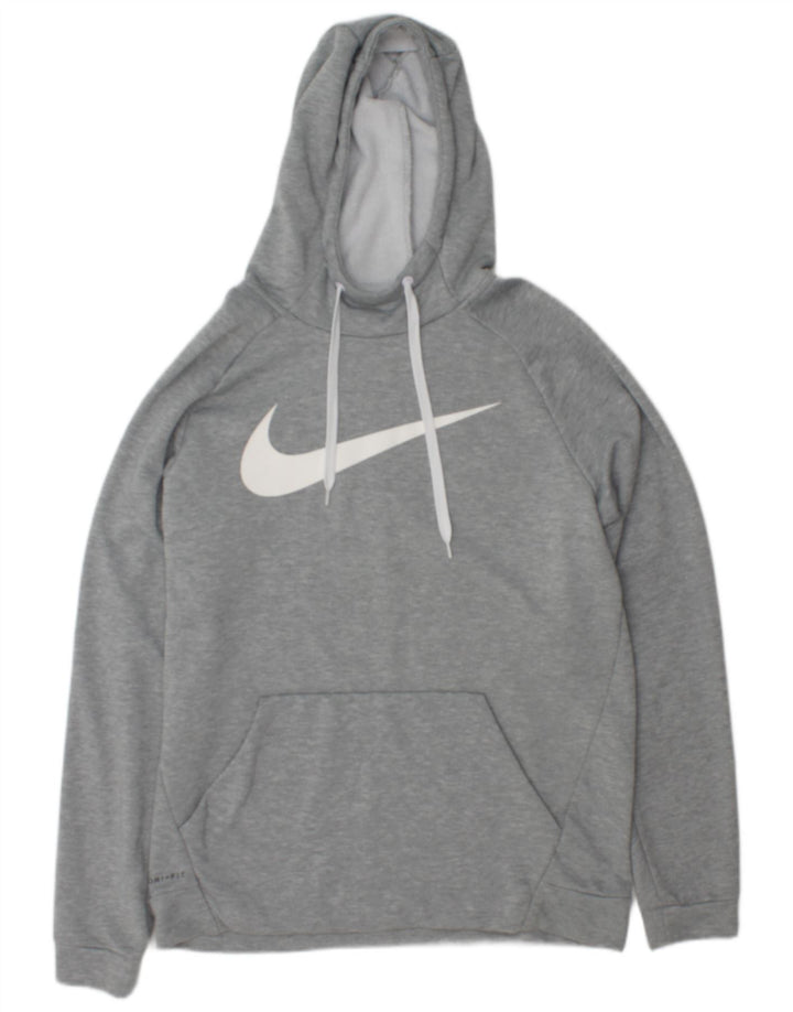 Nike Herre Dri Fit Grafisk Hoodie Jumper Large Grå Flecked Polyester