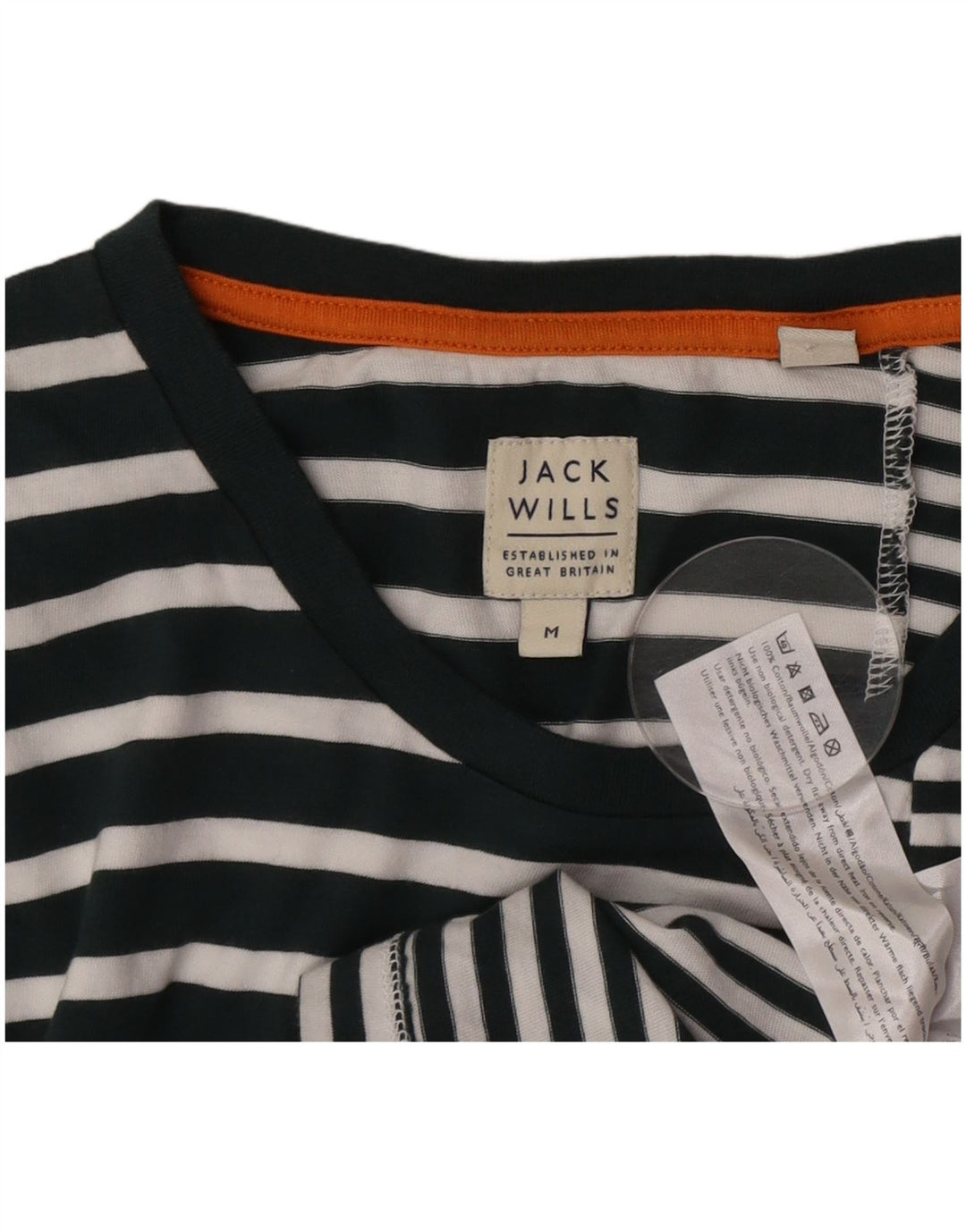 Jack Wills Herre T-shirt Top Medium hvid stribet bomuld