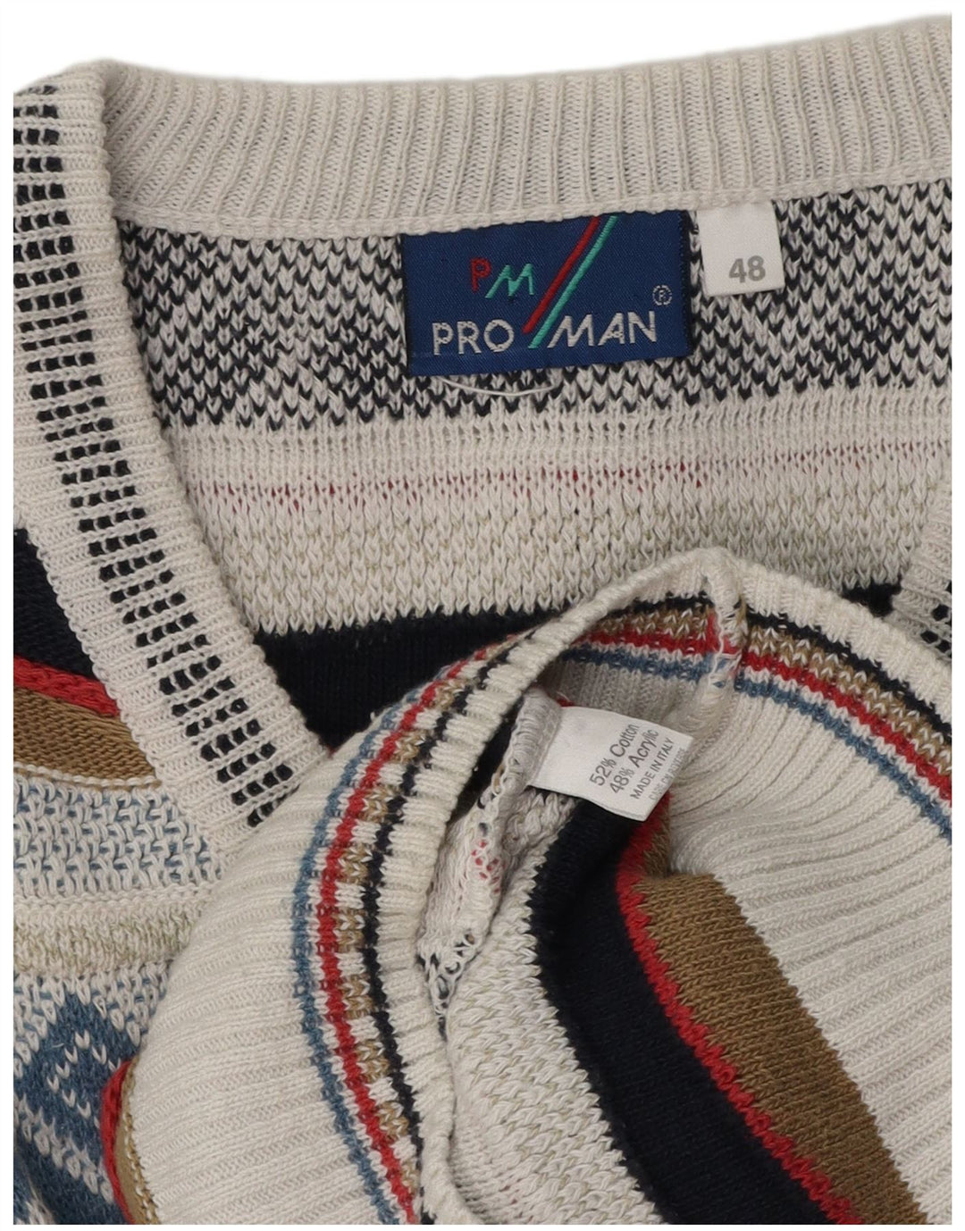 VINTAGE Herre V-hals sweater IT 48 Medium Flerfarvet Fair Isle