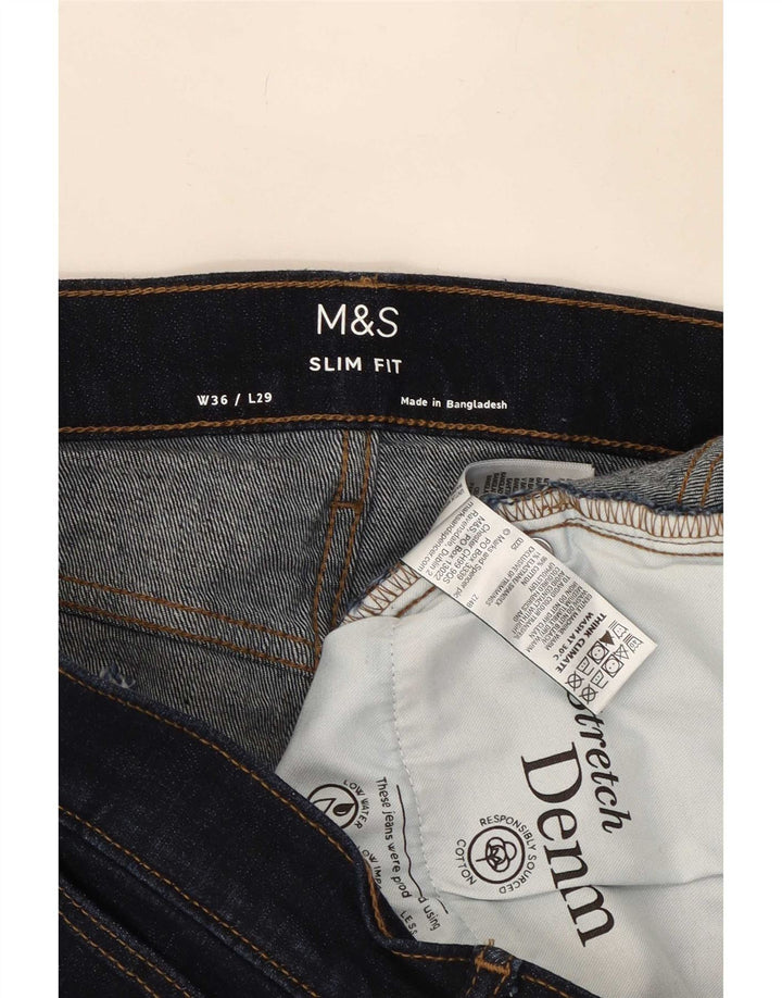 Marks & Spencer Herre Slim Jeans W36 L29 Marineblå Bomuld