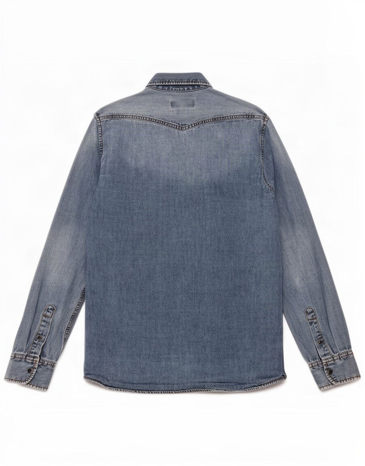 Mustang Herre Slim Fit Denim Shirt Medium Blue Bomuld