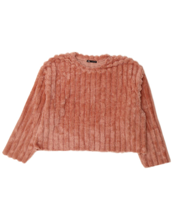 Zara Dame Loose Fit Fleece Jumper UK 16 Large Pink