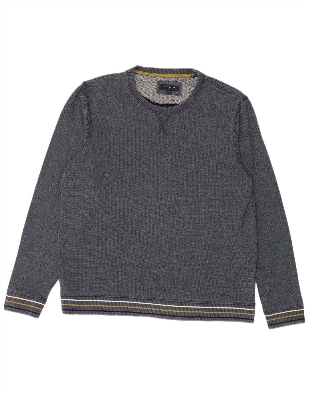 TED BAKER Herre sweater med rund hals str. 4 Stor marineblå bomuld