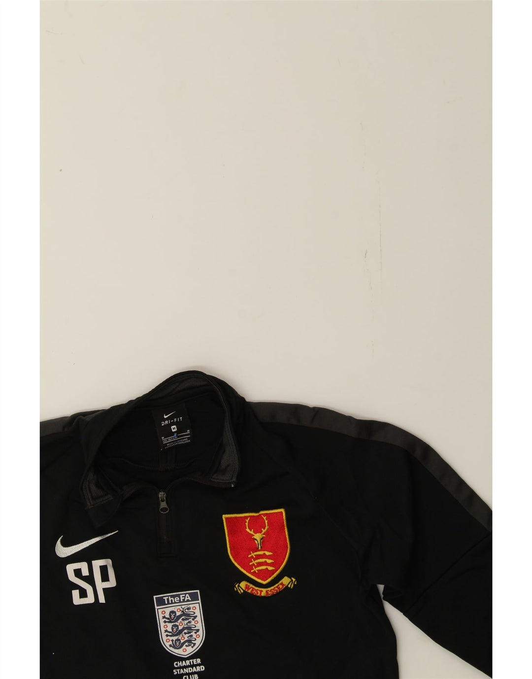 NIKE Boys Graphic Zip Neck Pullover Tracksuit Top 10-11 Years Medium Black Vintage Nike and Second-Hand Nike from Messina Hembry 