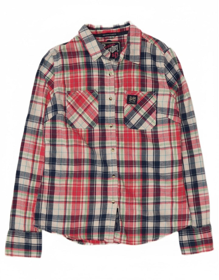 Superdry Womens Classic Fit Flanelskjorte UK 12 Medium Flerfarvet Bomuld