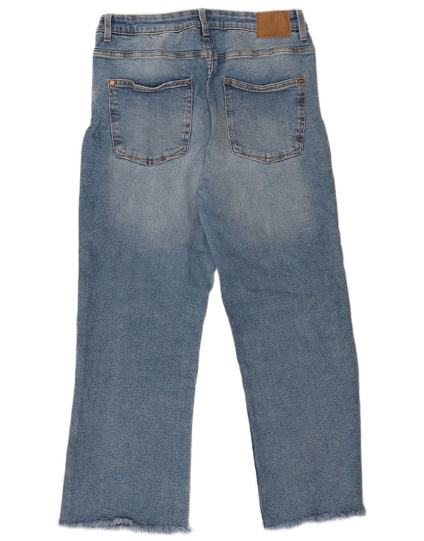 ZARA Dame Crop Højtaljede Jeans EU 42 Large W32 L26 Blå Bomuld