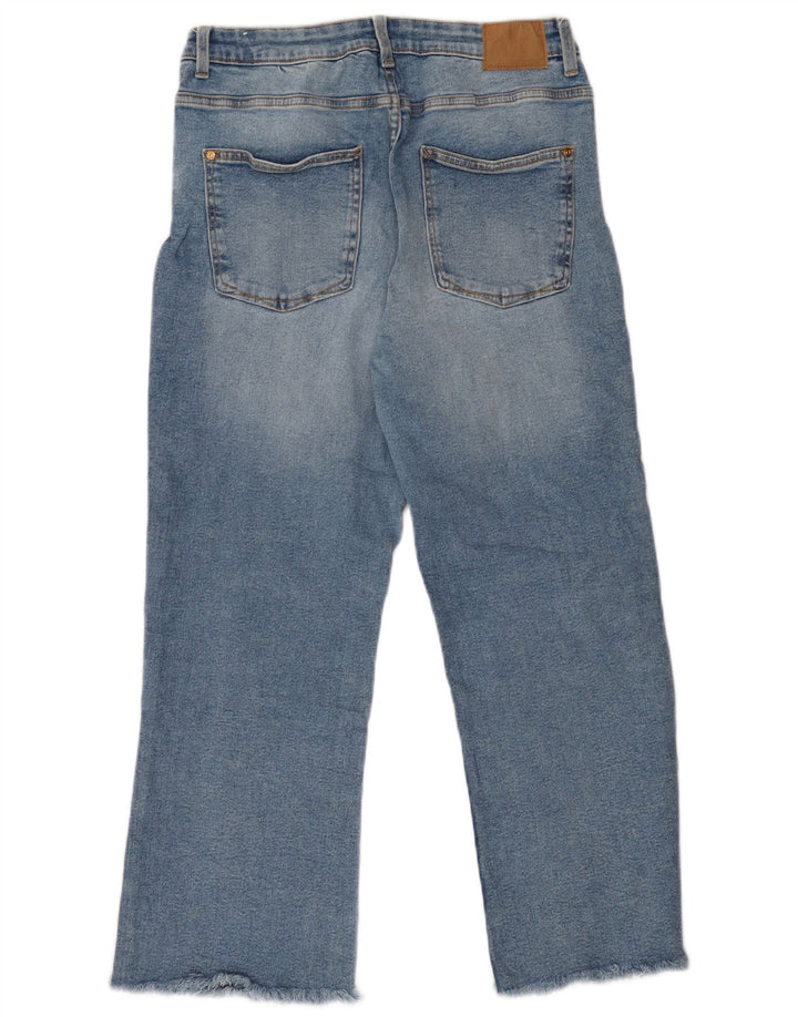 ZARA Dame Crop Højtaljede Jeans EU 42 Large W32 L26 Blå Bomuld