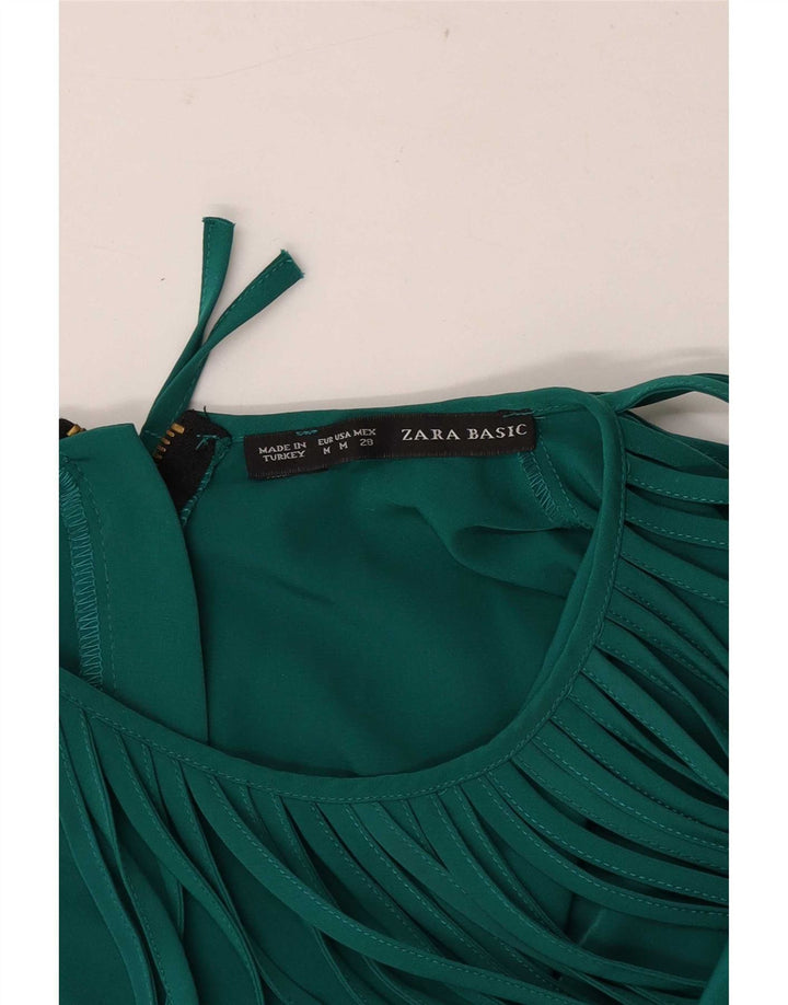 Zara Dame Ærmeløs Shift Dress UK 12 Medium Green