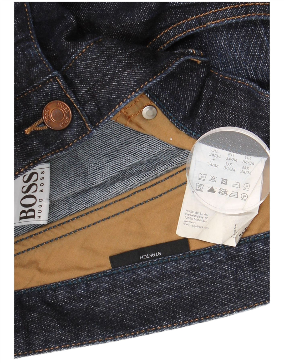 HUGO BOSS Straight jeans til mænd W34 L34 Marineblå bomuld