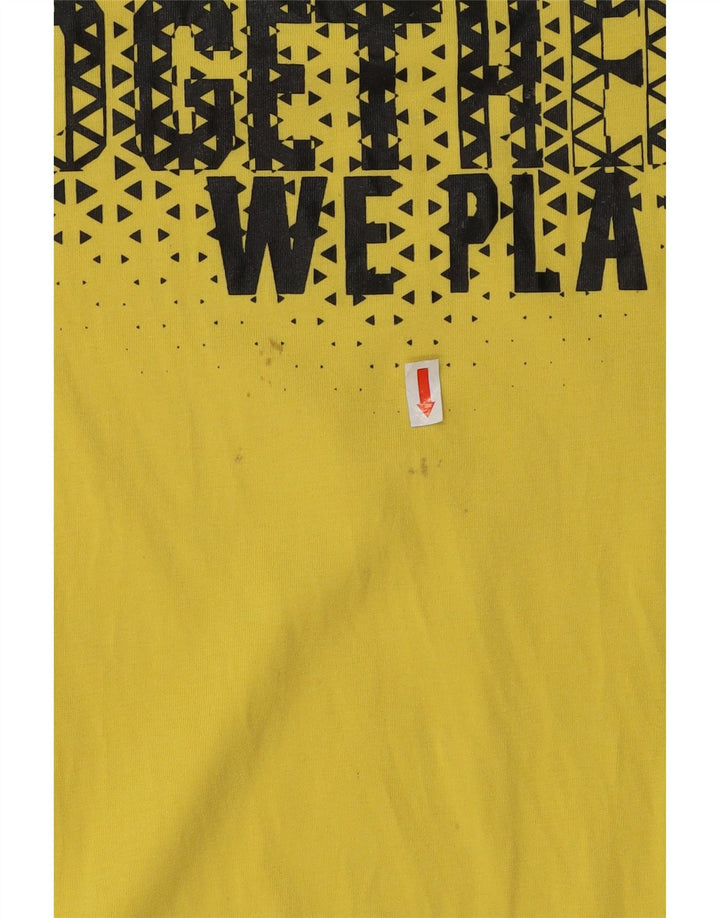 ELLESSE Womens Graphic T-Shirt Top UK 12 Medium Yellow Vintage Ellesse and Second-Hand Ellesse from Messina Hembry 