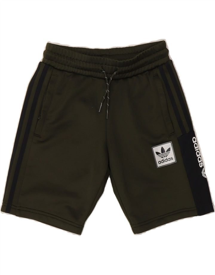 ADIDAS Boys Graphic Sport Shorts 9-10 Years Green Colourblock Polyester Vintage Adidas and Second-Hand Adidas from Messina Hembry 